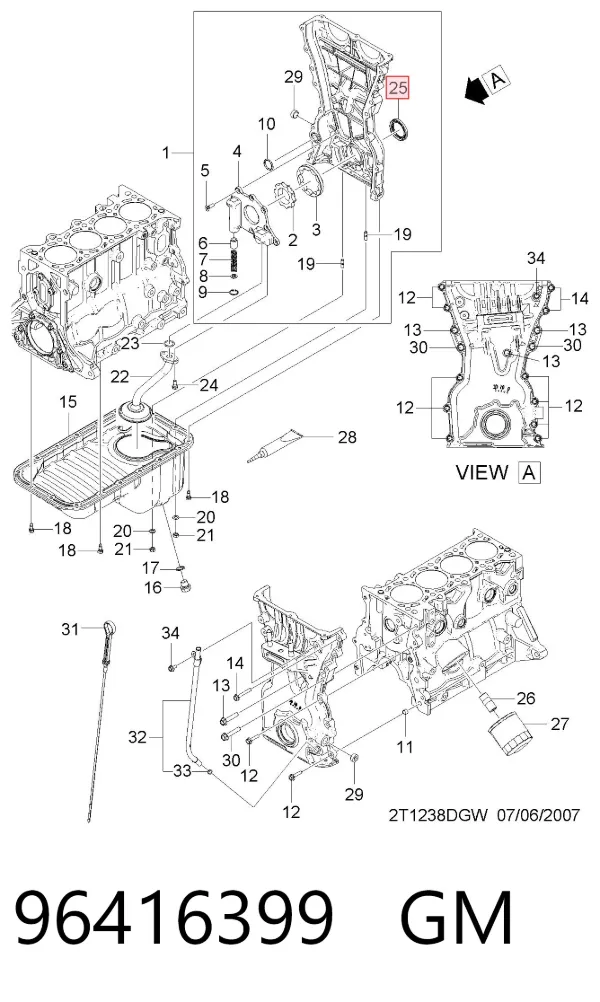 Retén de cigüeñal frontal 96416399 General Motors
