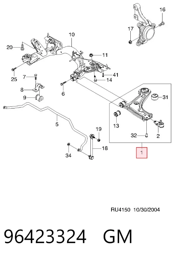 Brazo inferior derecho de la suspensión delantera 96423324 General Motors