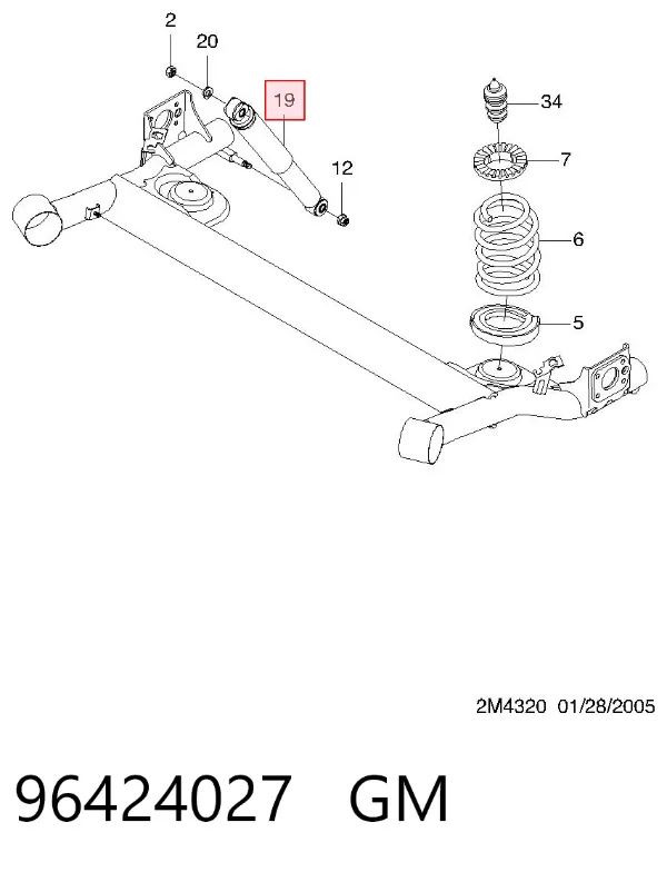 Amortiguador trasero 96424027 General Motors