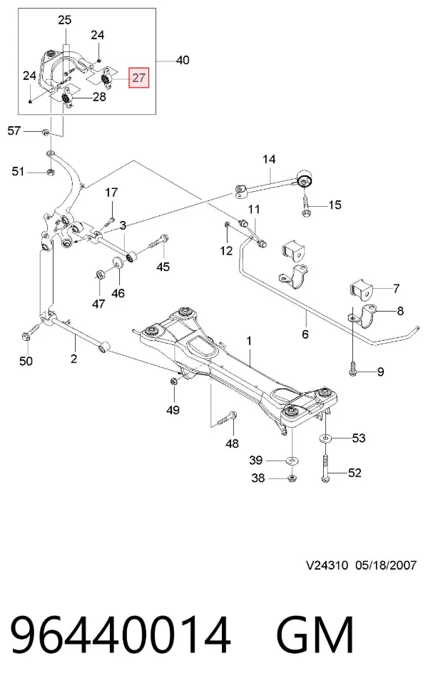 Silentblock del brazo superior de suspensión trasera 96440014 General Motors