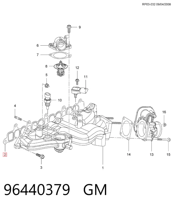 Junta de colector de admisión Chevrolet Captiva I