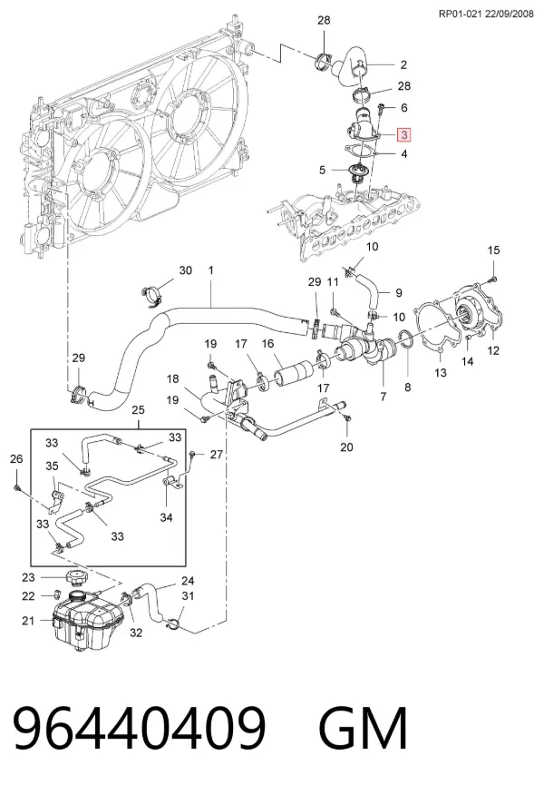 Caja de termostato 96440409 General Motors