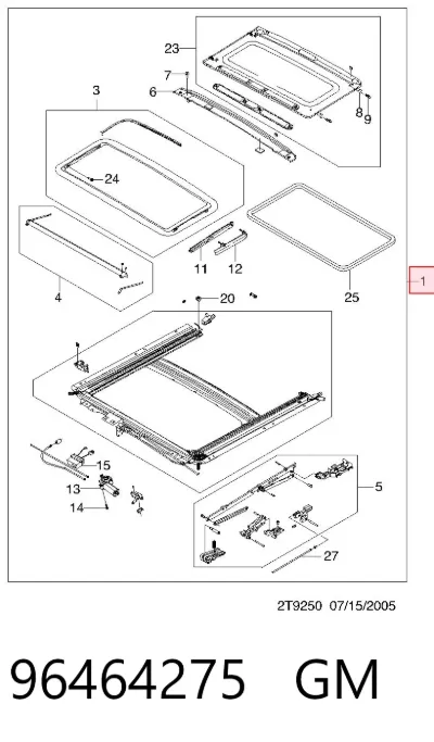 Techo solar ensamblado GM 96464275