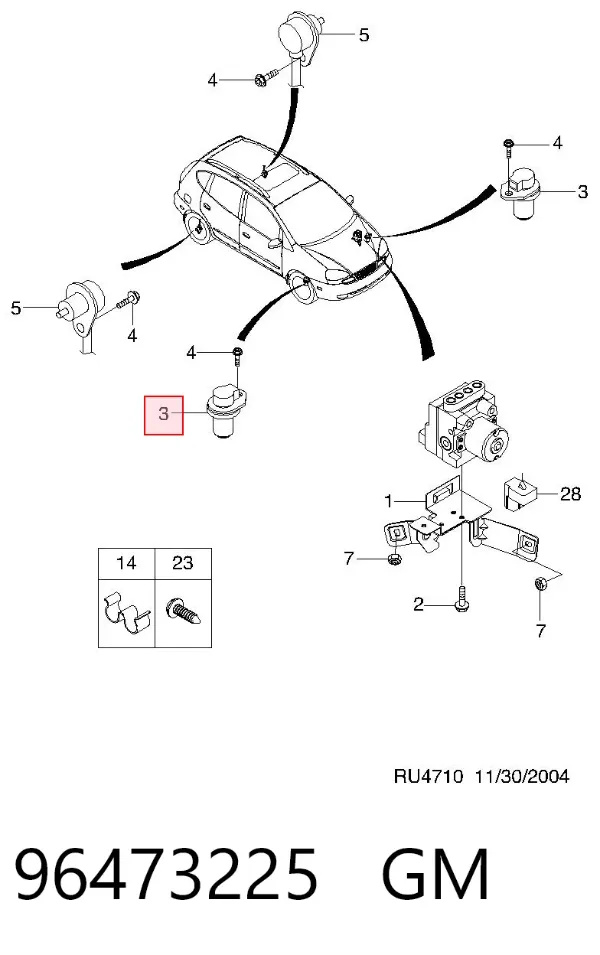 Sensor ABS 96473225 General Motors
