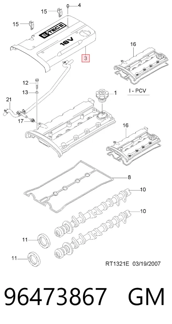 Tapa motor 96473867 General Motors