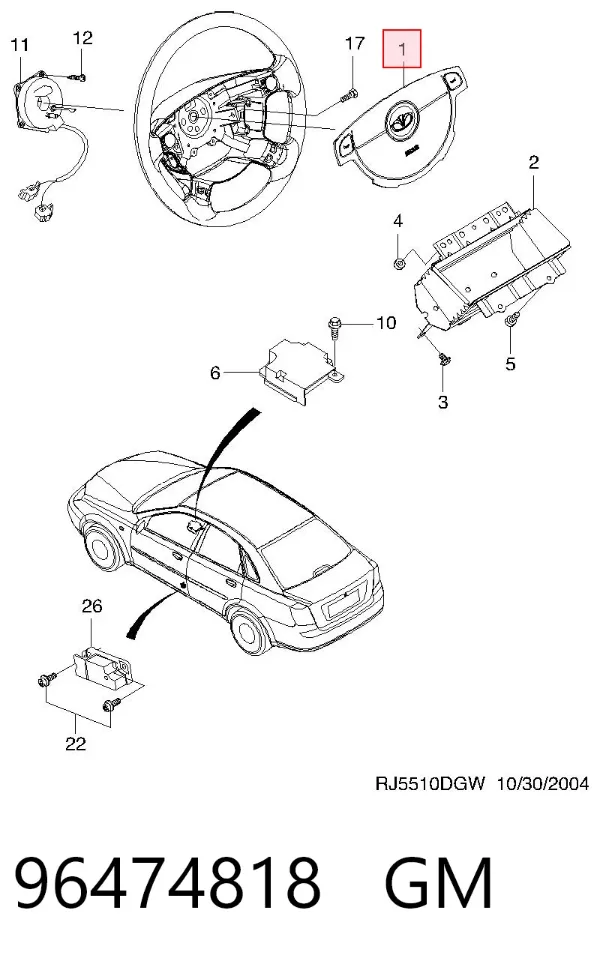 Airbag de volante 96474818 General Motors