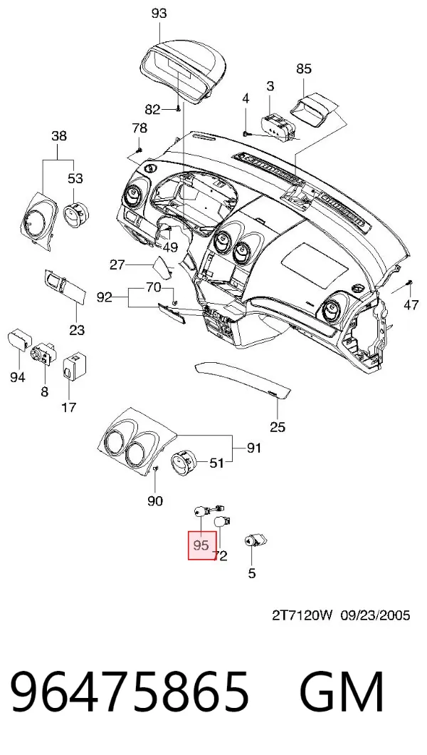 Botón de encendido de la calefacción de la luneta trasera 96475865 General Motors