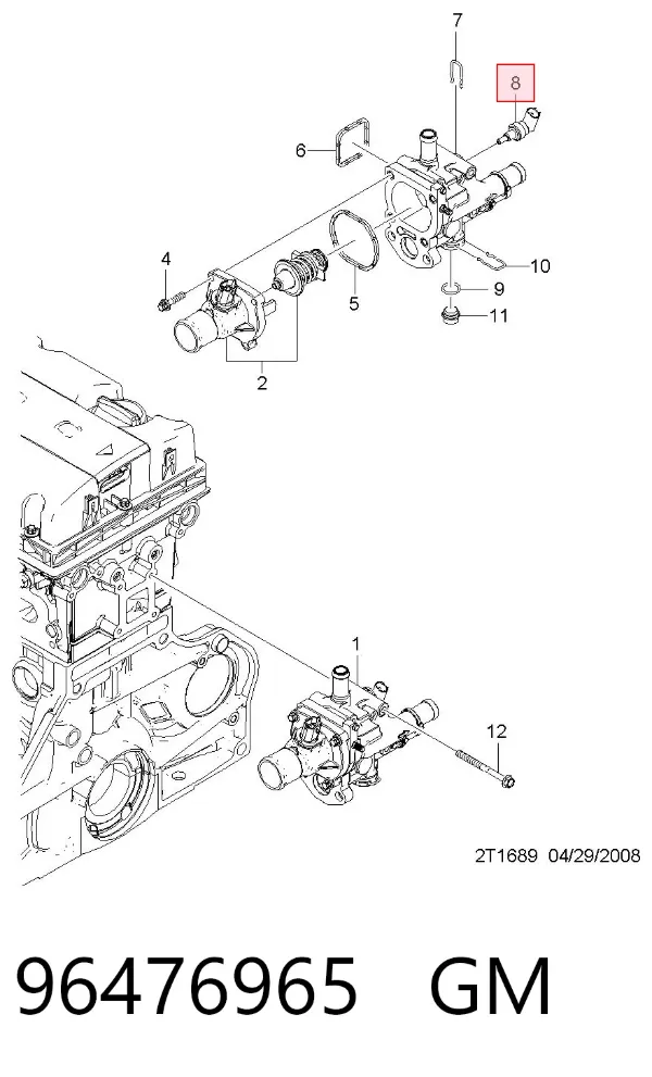 Sensor de temperatura 96476965 General Motors