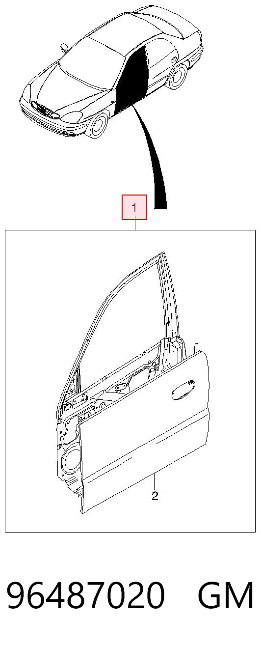 Puerta delantera derecha 96487020 General Motors