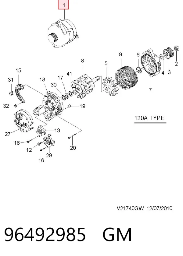 Alternador 96492985 General Motors