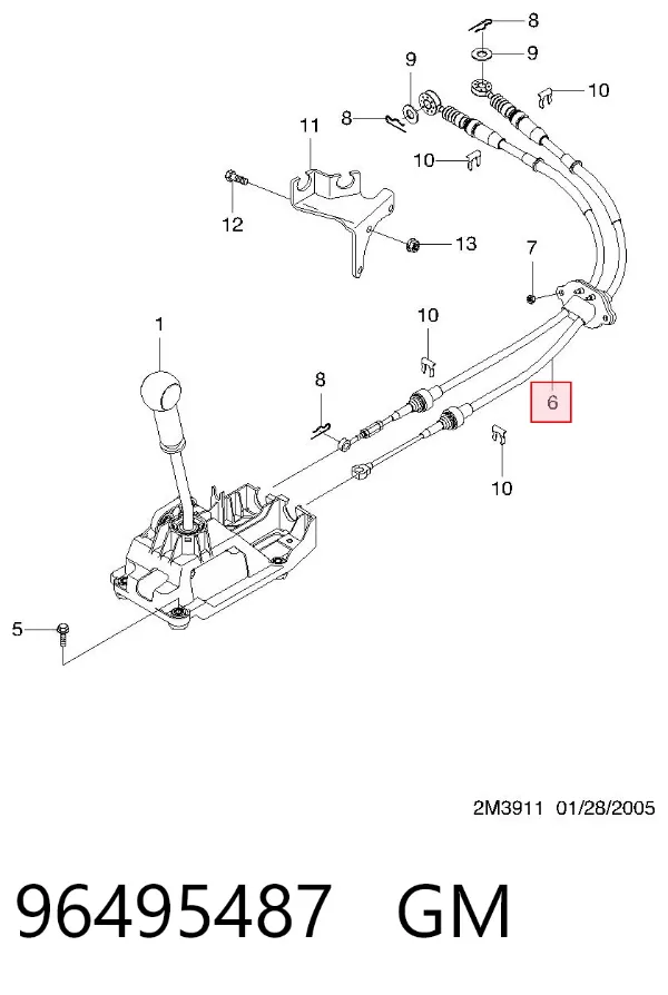 Cables de caja de cambios 96495487 General Motors