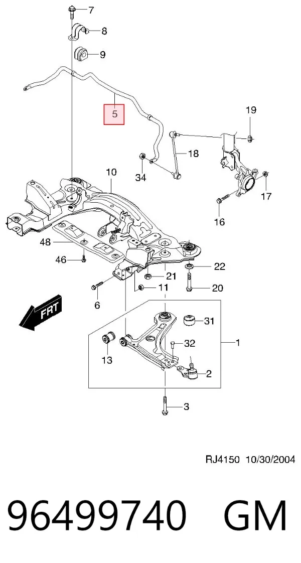Estabilizador delantero 96499740 General Motors
