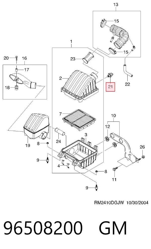 Sensor de temperatura del aire de admisión 96508200 General Motors