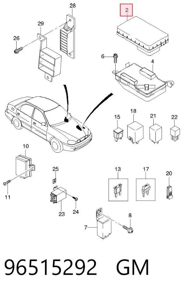 Tapa de la caja de fusibles 96515292 General Motors