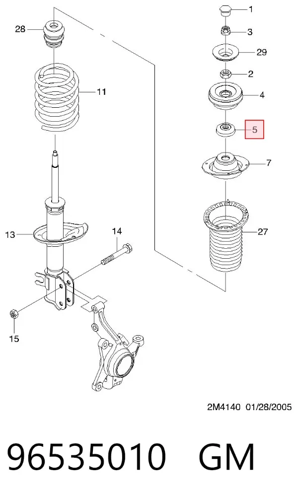 Rodamiento de soporte del amortiguador delantero 96535010 General Motors