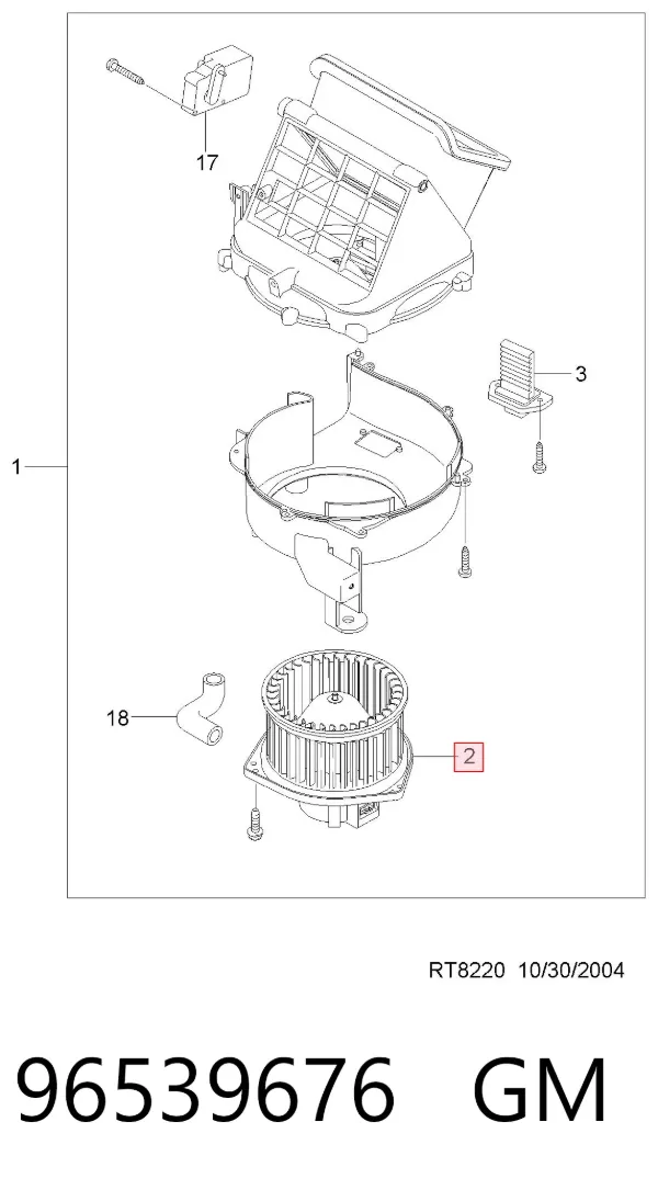 Ventilador habitáculo 96539676 General Motors