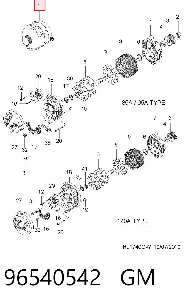 Alternador 96540542 General Motors