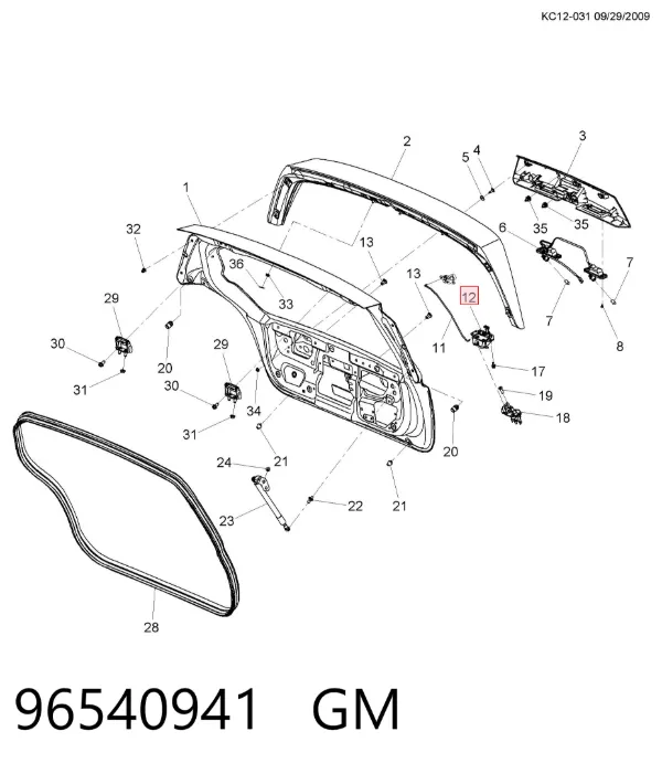 Cerradura de maletero Chevrolet Aveo II