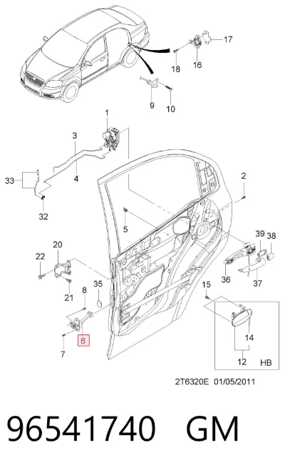 Limitador de apertura de puerta trasera derecha GM 96541740