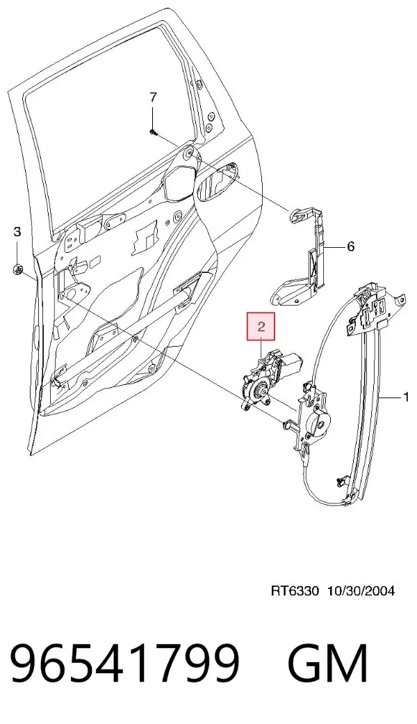 Motor del elevalunas de la puerta trasera izquierda 96541799 General Motors