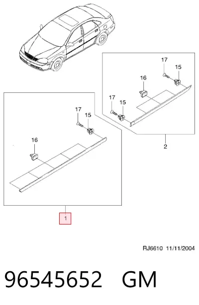 Moldura de puerta delantera derecha GM 96545652