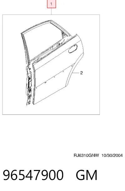 Puerta trasera derecha GM 96547900