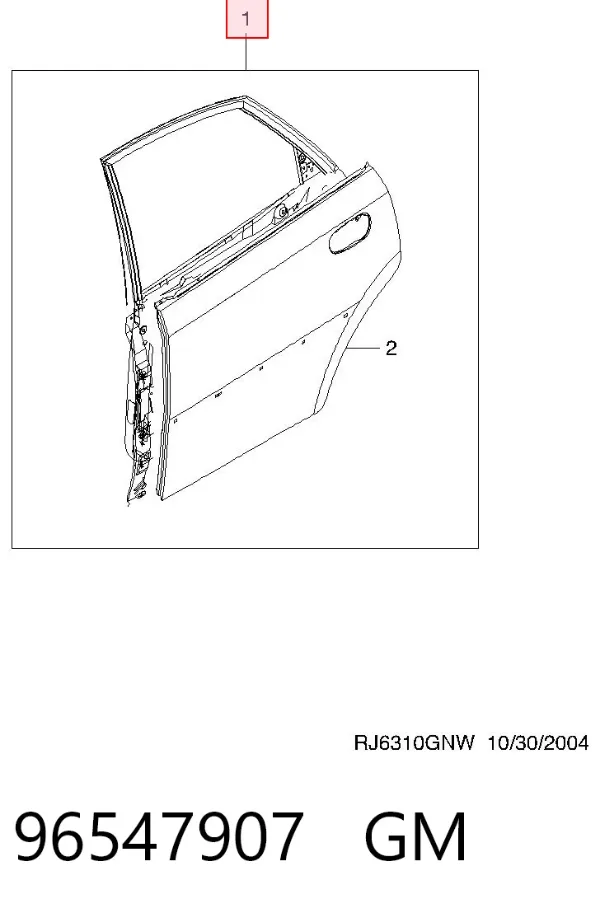 Puerta trasera izquierda 96547907 General Motors