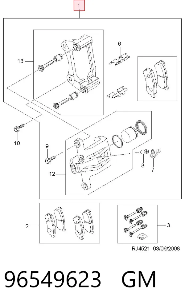 Pinza de freno trasera derecha 96549623 General Motors