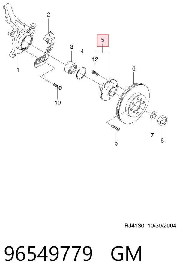 Buje de rueda delantero 96549779 General Motors