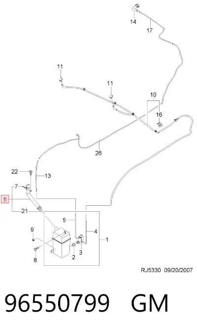 Cuello del depósito del limpiaparabrisas GM 96550799