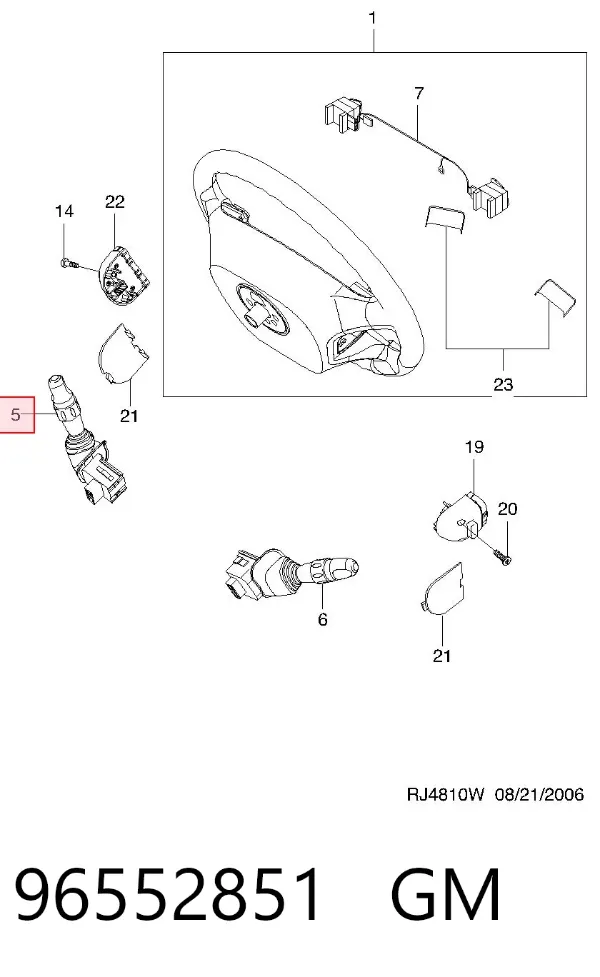 Conmutador derecho de la columna de dirección 96552851 General Motors