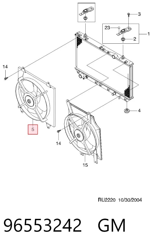 Ventilador de radiador 96553242 General Motors