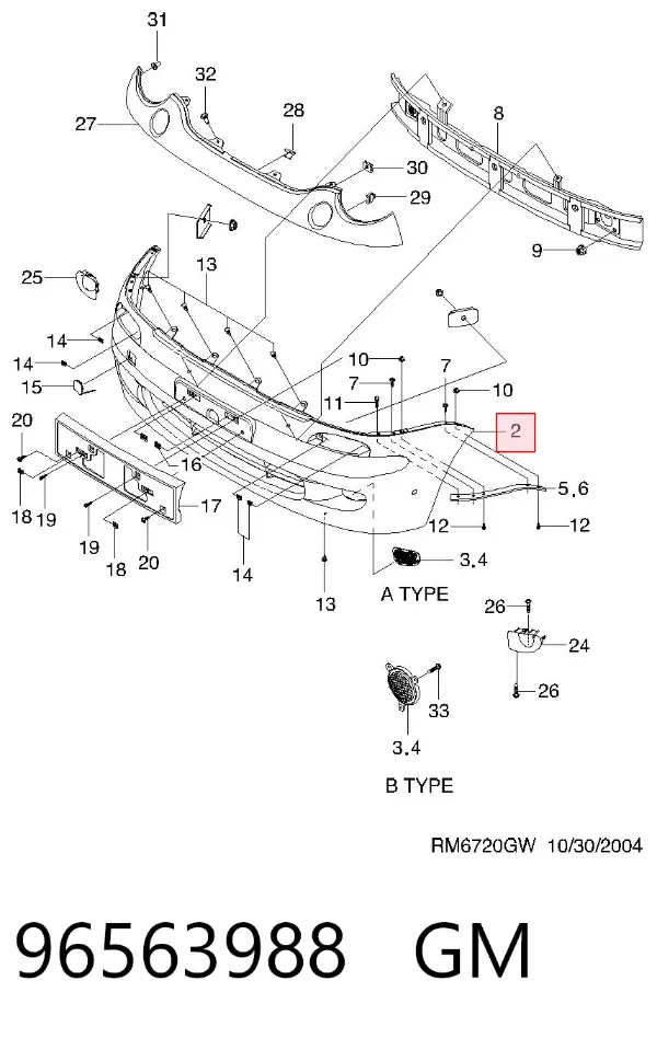 Paragolpes 96563988 General Motors