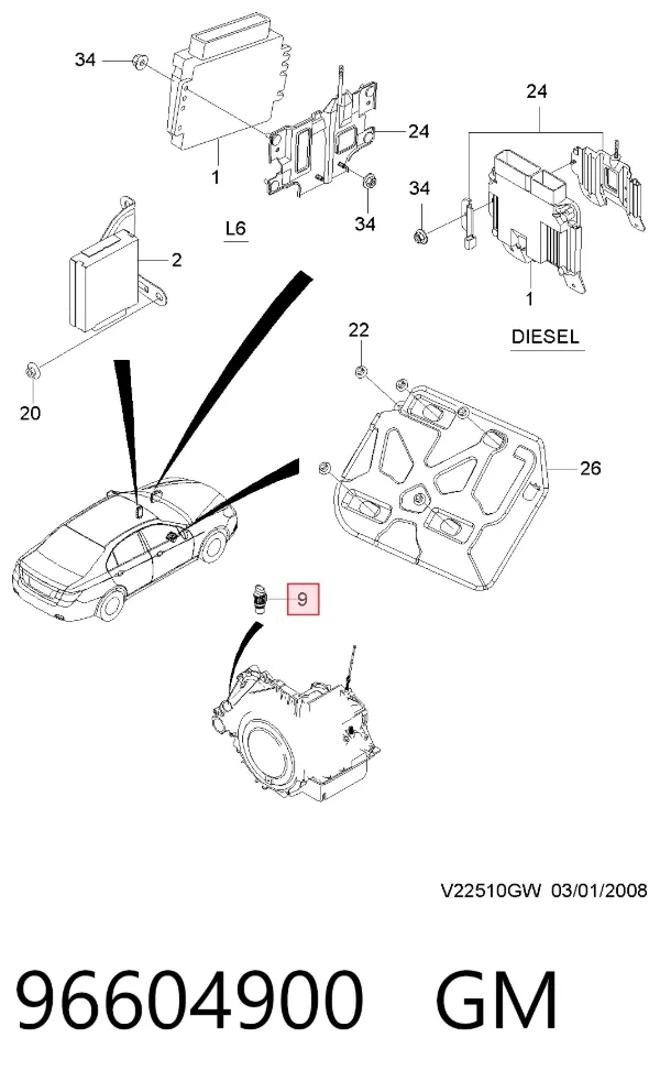 Sensor de velocidad 96604900 General Motors