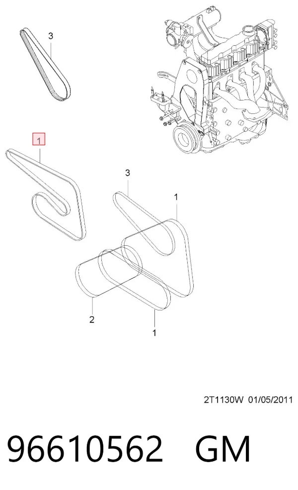 Correa de alternador 96610562 General Motors