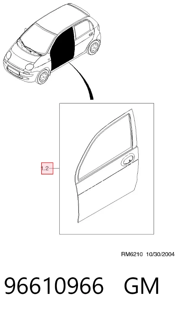 Puerta delantera derecha 96610966 General Motors