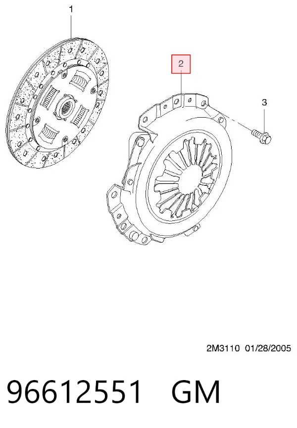 Plato de presión de embrague 96612551 General Motors