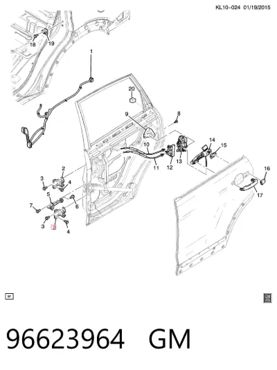 Bisagra de puerta trasera izquierda GM 96623964