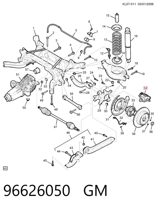 Pinza de freno trasera izquierda 96626050 General Motors