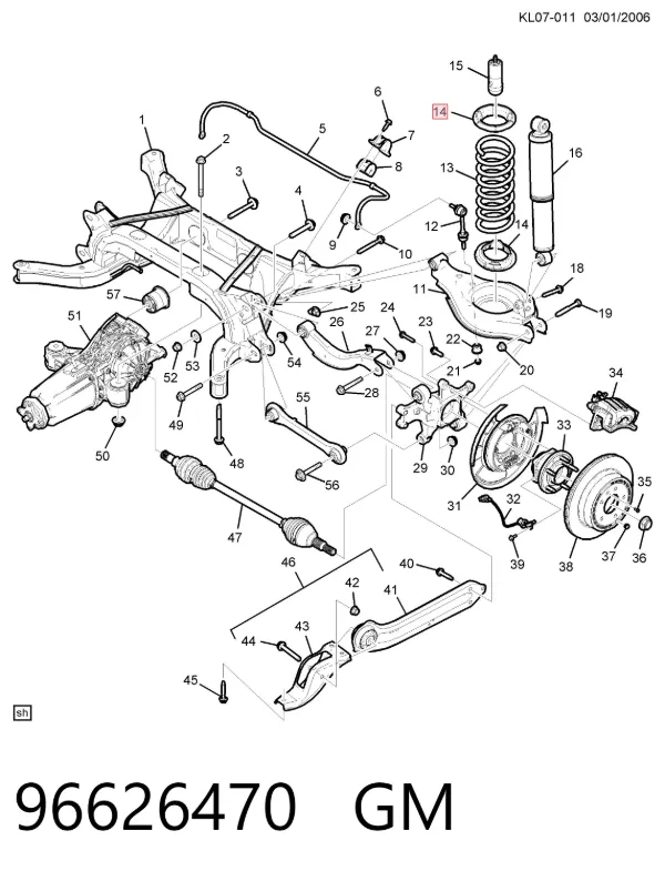 Aislador de resorte trasero inferior de goma 96626470 General Motors