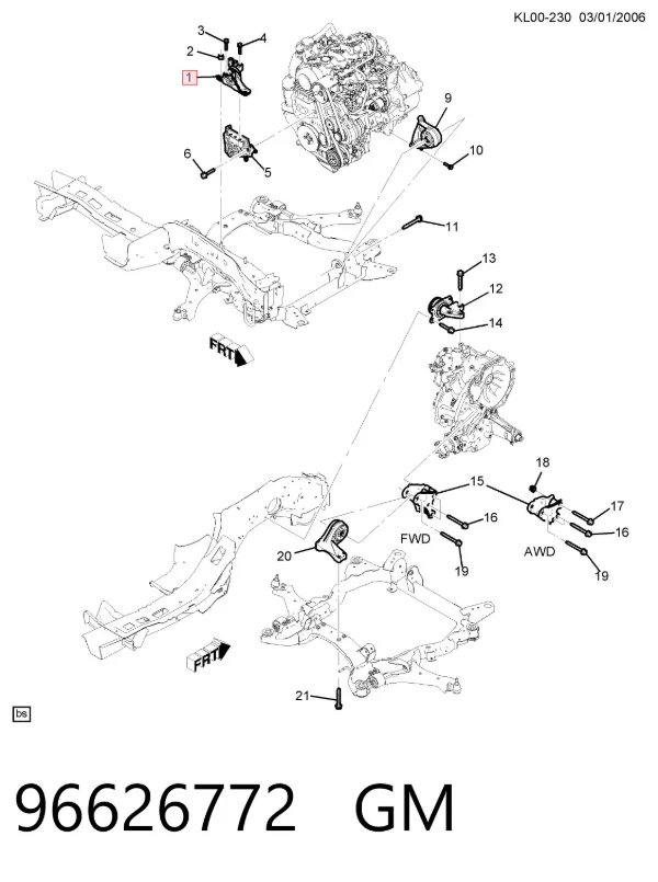 Soporte de motor derecho 96626772 General Motors