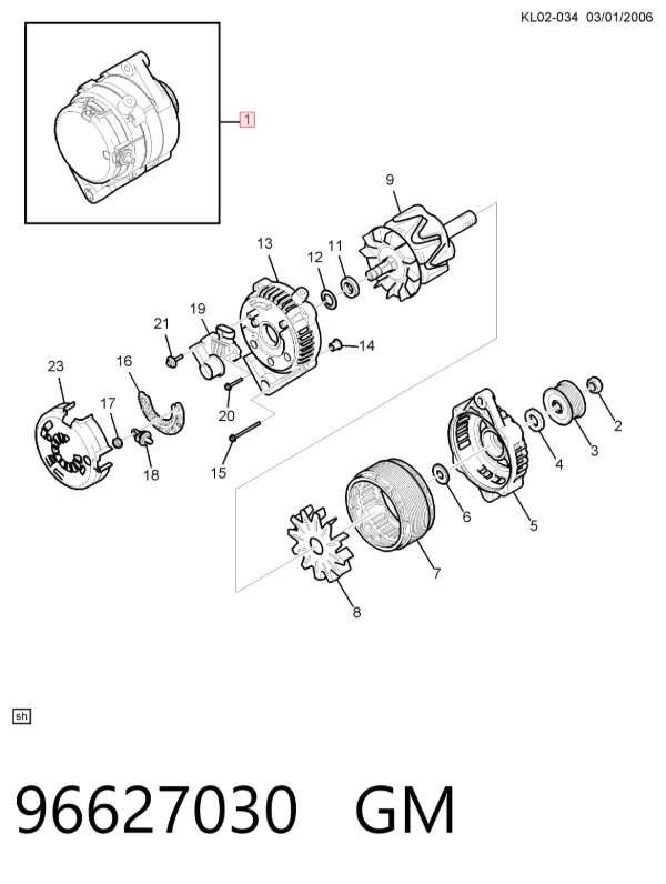 Alternador 96627030 General Motors