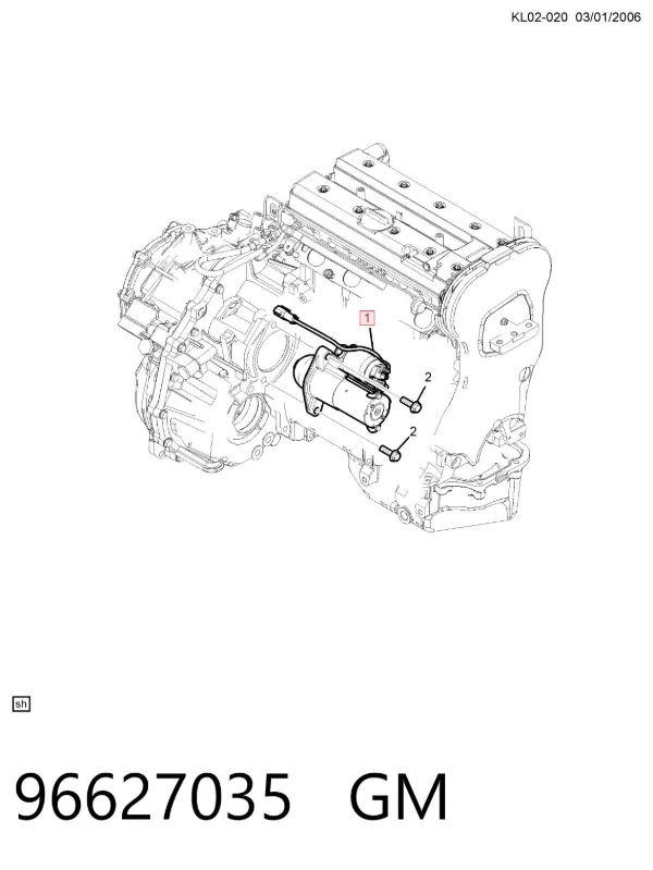 Motor de arranque 96627035 General Motors