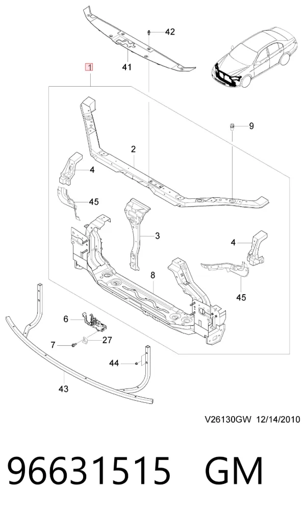 Soporte de radiador Chevrolet Epica II