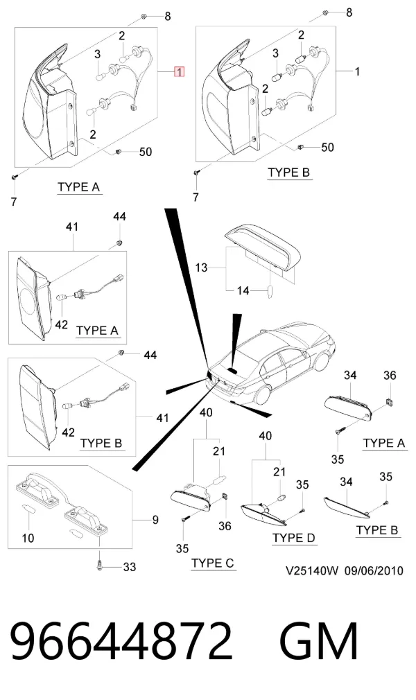 Piloto trasero exterior derecho 96644872 General Motors