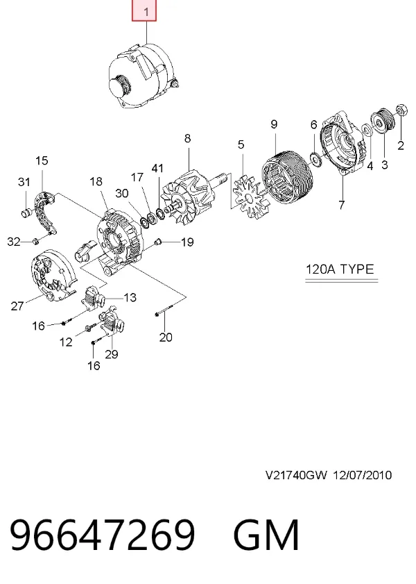 Alternador 96647269 General Motors