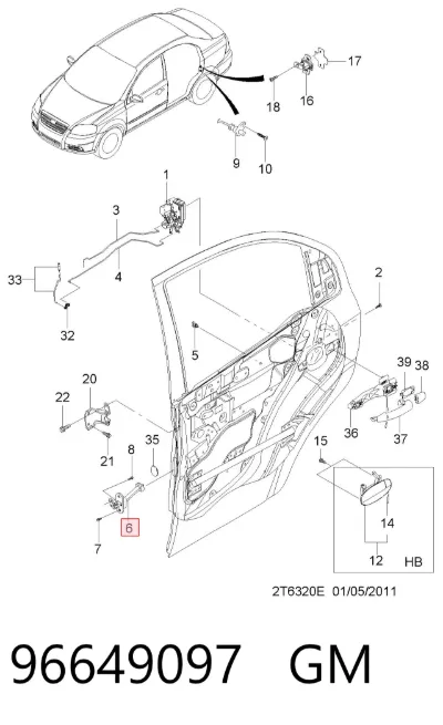 Limitador de apertura de puerta trasera derecha GM 96649097