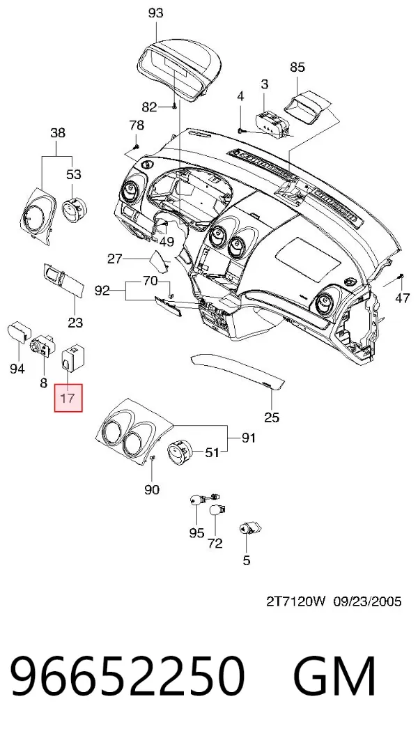 Botón del regulador de altura de faros 96652250 General Motors
