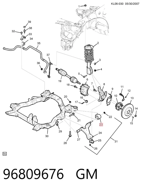 Silentblock del brazo de suspensión 96809676 General Motors