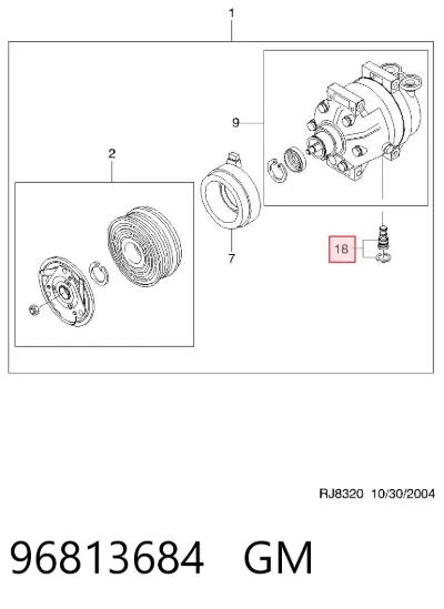 Válvula del compresor de aire acondicionado GM 96813684